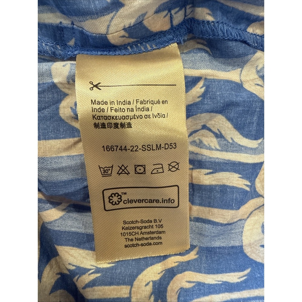 Women's M Scotch &‎ Soda Blue Tropical Print Wrap Blouse - Picture 7 of 10